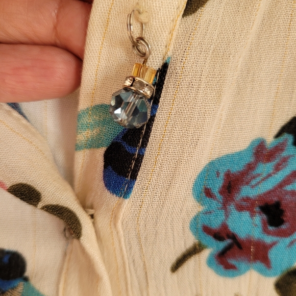 ARATTA Silent Journey Velvet Cream Floral Top Embroidered Sequines Boho Country - Picture 7 of 15